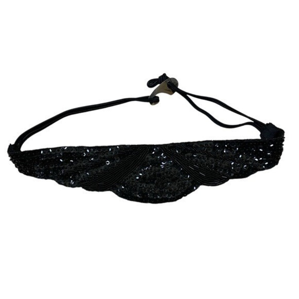 Black Sequin Embellished Stretch Headband Festival‎ Party Glam